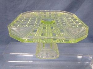 Vaseline Glass Cake Stand