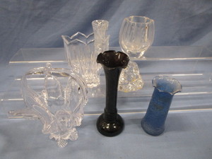 Art Glass Basket, Orrefors Vase, German Ice Berg, Blk Amethyst Vase