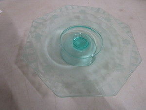 Antique Green Glass Cake Plate