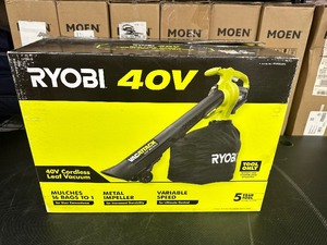 lot 45 image: Ryobi 40V Vac Attack Cordless Battery Leaf VacuumMulcher (Tool Only) Model RY40405BTL