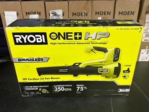 lot 40 image: Ryobi ONE HP 18V Brushless Whisper Series 130 MPH 510 CFM Cordless Battery Leaf Blower with 6.0 Ah Battery and Charger