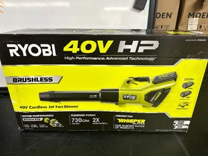 lot 43 image: Ryobi 40V HP Brushless Whisper Series 190 MPH 730 CFM Cordless Battery Jet Fan Leaf Blower with (2) 4.0 Ah Batteries & Charger