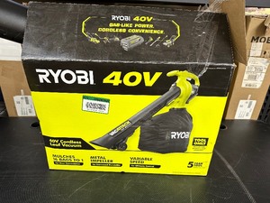 lot 14 image: Ryobi 40V Vac Attack Cordless Battery Leaf VacuumMulcher (Tool Only) Model RY40405BTL