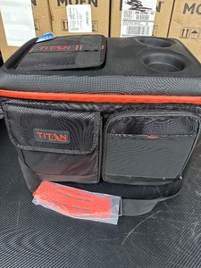lot 97 image: New Titan 50-Can Collapsible Cooler Black & Red