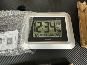 lot 96 image: La Crosse Technology 513-1918S-INT Atomic Digital Wall Clock with Outdoor Temperature