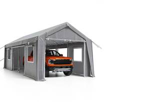 lot 2 image: GARVEE Carport, 10x20 Heavy Duty Carport with Roll-up Ventilated Windows & Doors, Height Adjustable Portable Garage Heavy Duty Carport