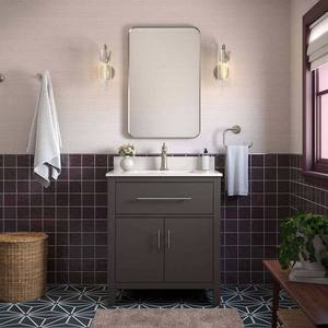 lot 4 image: Kohler Orime 30 Bath Vanity With Quartz Vanity Top & Quartz Backsplash Dark Gray Retail $599.99