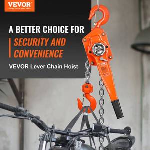 lot 22 image: VEVOR Manual Lever Chain Hoist, 3 Ton 6600 lbs Capacity 20 FT Come Along, G80 Galvanized Carbon Steel with Weston Double-Pawl Brake, Auto Chain Leading & 360° Rotation Hook, for Garage Factory Dock