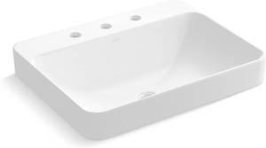 lot 35 image: KOHLER K-2660-8-0 Vox Rectangle Vessel or Drop In Bathroom Sink with Widespread Faucet Holes, White