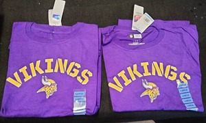 2 New MN Vikings NFL T-Shirts Adult Size Large
