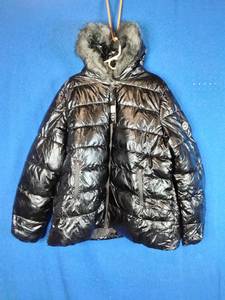 New White Mark Womens Plus Black Metallic Hooded Puffer Jacket Size 3XL