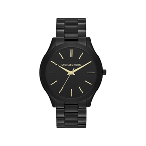 New Michael Kors Slim Runway Black Stainless Steel Watch