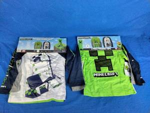 New 2 Minecraft Boys Creeper Mobs Little 2 Pack Long Sleeve T-Shirts Size 4