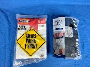New Mens Work Dickies T-Shirt Size L and Lucky Brand 4 Pack of Boxers Size L