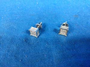 Sterling Silver Square Micropave .54 tw CZ Stud Earrings