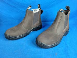 New Skechers Mens Relaxed Fit Tapter Brown Waterproof Steel-Toe Chelsea Work Boot Size 12
