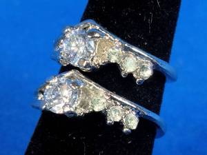2 Womens Stainless Steel and Cubic Zirconia Rings Size 8