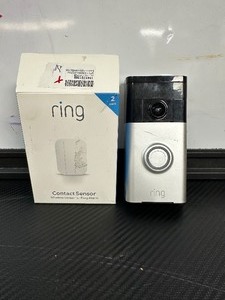 lot 100 image: Ring Video Doorbell & 2 Pack of Ring Door  Window Wireless Contact Sensors - Customer Returns Untested
