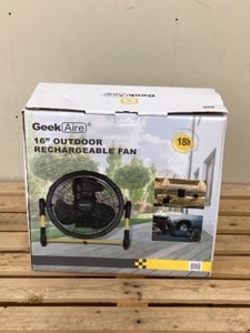 lot 19 image: Geek Aire 16 Rechargeable Outdoor High Velocity Fan 360 Degree Tilt Fan Head