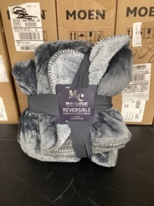 lot 76 image: New Mon Chateau Luxury Collection Contrast Stitch Reversible Throw Blanket 60x 40