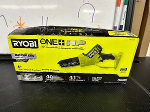 lot 108 image: RYOBI ONE HP 18V P25013 Brushless Compact Pruning Mini Chainsaw with 6-Inch Chain (Tool Only)