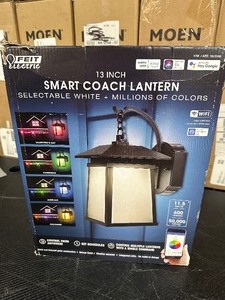 lot 87 image: Feit Electric 13 Inch Smart WiFi LED Coach Lantern RGBW Compatible with Alexa and Hey Google - Color Changing LED