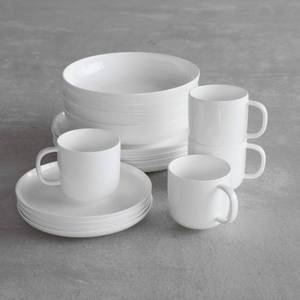 lot 51 image: Fortessa Modern Coupe 16pc Dinnerware Set Plates  Bowls  Cups