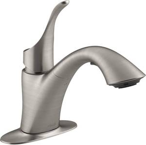 lot 57 image: KOHLER K-22035-VS Simplice Laundry Sink Faucet, Single Handle Pull-Out, 2-Function Spray Head, 3-Hole Install, Utility Sink Faucet in Vibrant