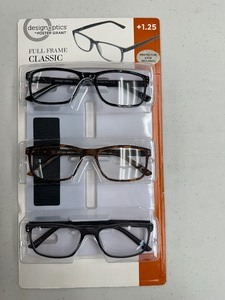 lot 132 image: New Design Optics By Foster Grant 3 Pack of Woman  Men Reading Glasses 1.25 - Full Frame Classic