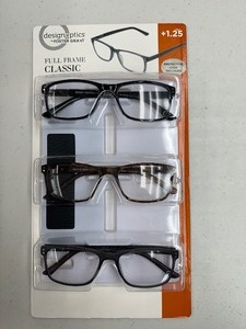 lot 135 image: New Design Optics By Foster Grant 3 Pack of Full Frame Classic Reading Glasses 1.25 Woman  Men