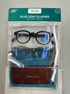lot 136 image: New Open Box 2 Pack M Children Blue Light Glasses with 2 Cases