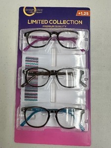lot 137 image: New Design Optics By Foster Grant 3 Pack of Limited Collection Reading Glasses 1.25