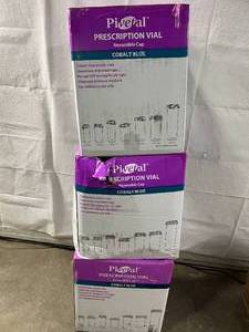 lot 43 image: 3 Cases NEW Pivetal Reversible Cap&nbspPlastic Prescription Vial - Cobalt Blue