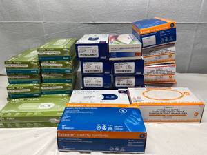 lot 48 image: Lot of Mixed Brand NEW Examination Gloves (Ansell, Iris Blue, Esteem, Cardinal Health)