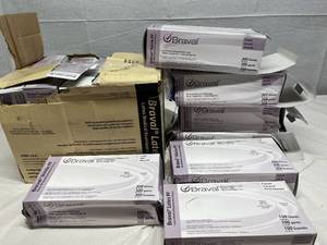 lot 49 image: Lot of Mixed Size NEW Braval Medical Examination Gloves (Large, Medium)