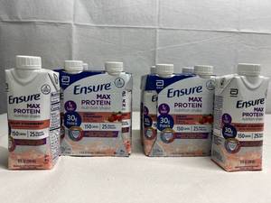 lot 67 image: Lot of 4 NEW Abbott 4-Pack 11 fl. oz. Ensure Max Protein Nutrition Shake - Creamy Strawberry
