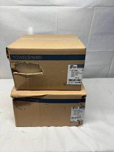 lot 115 image: 2 Cases (500 each per case) NEW TIDI 917401 13 x 18 3-Ply TissuePoly Bibs Towels - White