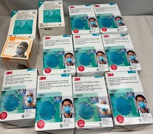 lot 85 image: Lot of NEW 3M Health Care Particulate Respirators and Medline Cone Style Procedure Face Mask with Headband