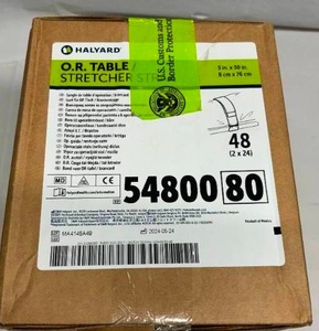 lot 105 image: 1 Case (48 each) NEW Halyard 54800 3 x 30 O.R. Table Stretcher Straps