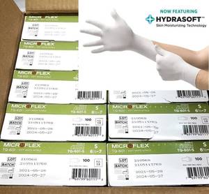 lot 15 image: MSRP $220  1 Case (1000 gloves) NEW Ansell TQ-601 Microflex Soft White Nitrile Powder-Free Exam Gloves - Small with HYDRASOFT Skin Moisturizing Technology&nbspinner coating helps skin retain 2x more moisture preventing dryness & discomfort