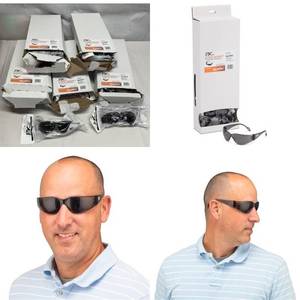 lot 142 image: MSRP $500  5 Boxes (10 WrapsGlasses Per Box) Palmero Healthcare 3601GB 10-Pack ProVision Econo Wraps -&nbspfog-free and scratch-resistant eyewear that meet the ANSI Z87.1 standard - Label Says Grey FrameLens -Boxes Are Open So May Not Be Full