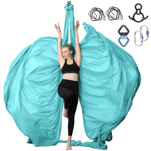lot 208 image: 11 Yards Aerial Silks Yoga Swing Set - Aerial Yoga Hammock Kit