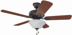 lot 216 image: Home Elegance 42-in Ceiling Fan with Light Kit (5-Reversible Blades), Bronze Finish
