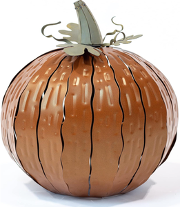 lot 235 image: Desert Steel Squatty Pumpkin Luminary - (Small, Orange) - IndoorOutdoor Fall Holiday Metal Candle Holder for Halloween Decoration