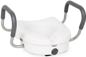 lot 265 image: Equate Raised Toilet Seat With Handles, 5 Seat Riser with Arms, Fits Most Toilets, 350 lb Capacity