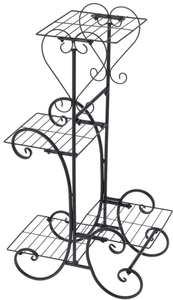 lot 340 image: 4 Tier Decorative Metal Flower Pot Plant Stand Rack Display Shelf Indoor Outdoor Garden Patio (Black)