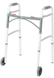 lot 350 image: Drive Medical PreserveTech Deluxe Two Button Folding Walker with 5 Wheels
