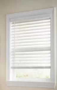 lot 404 image: Cordless Faux Wood Blinds, White