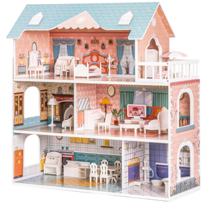 lot 429 image: ROBUD Wooden Dollhouse for Kids Girls