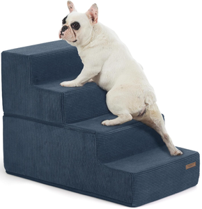 lot 445 image: Lesure Dog Stairs for Small Dogs, Navy Blue, 4 Steps